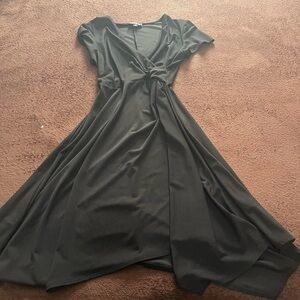 Women’s XL Perceptions Black Flowy Summer Spring Outdoors Boho Midi Wrap Dress